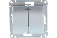 Выключатель механизм 2-кл с индикатором алюминий Glossa