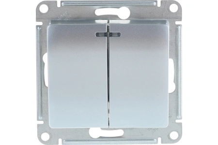 Выключатель механизм 2-кл с индикатором алюминий Glossa