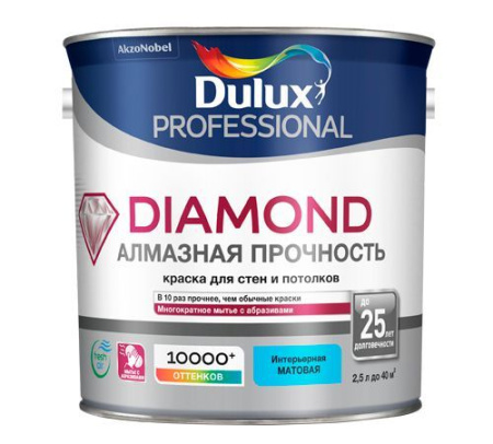 Краска Dulux Trade Diamond Extra Matt интерьерная матовая ослепительно белая 2,5л BW 10%