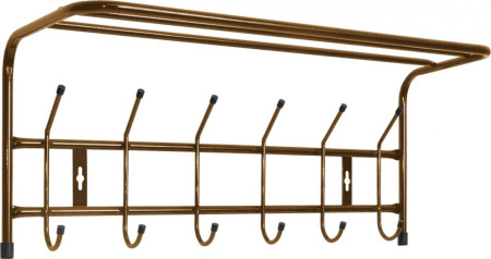 Вешалка настенная 6 крючков ВП6/А с полкой медный антик Nika